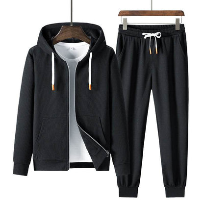 Buycenter Men's Hooded Casual Sports Sweater Suit - Trendy Waffle Design - Buy Center US