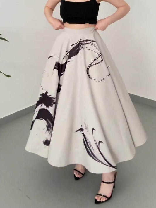 Elegant Vintage Three-Layer Tulle Skirt - Floral Print Maxi Skirt - Buy Center US