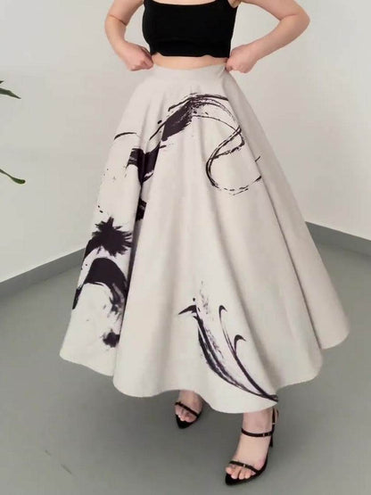 Elegant Vintage Three-Layer Tulle Skirt - Floral Print Maxi Skirt - Buy Center US