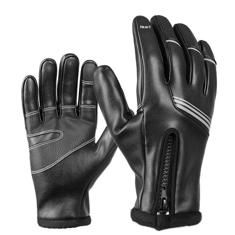 Buycenter Winter Leather Riding Gloves - Fleece-Lined, Windproof Design - Buy Center US