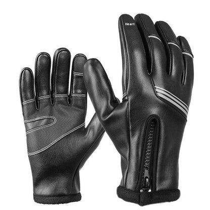 Buycenter Winter Leather Riding Gloves - Fleece-Lined, Windproof Design - Buy Center US