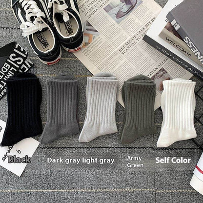 Buycenter Men's Mid-Calf Socks - Pure Color Casual Sports Style - Buy Center US