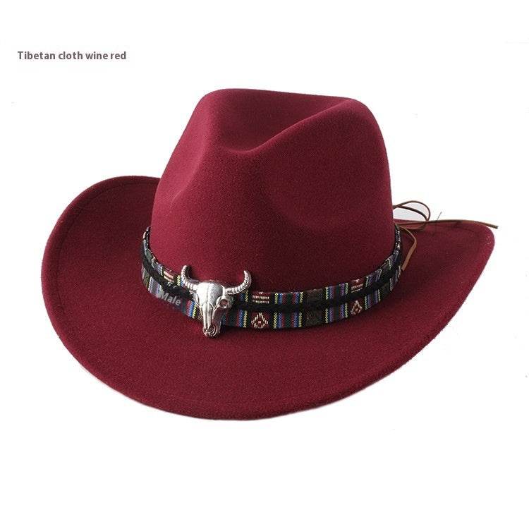 Woolen Cowboy Hat for Men & Women - Adjustable Ethnic Style Summer Accessory - Buy Center US
