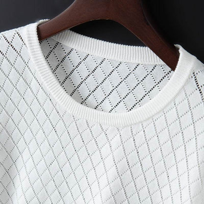 Men's Half Neck Cotton T-shirt - Stylish Plaid Short Sleeve Top - Buy Center US