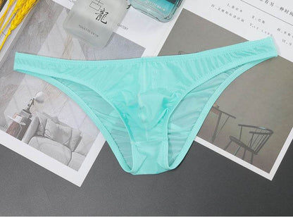 Buycenter Low Waist Men's Briefs - Transparent Ice Silk T-shaped Design - Buy Center US