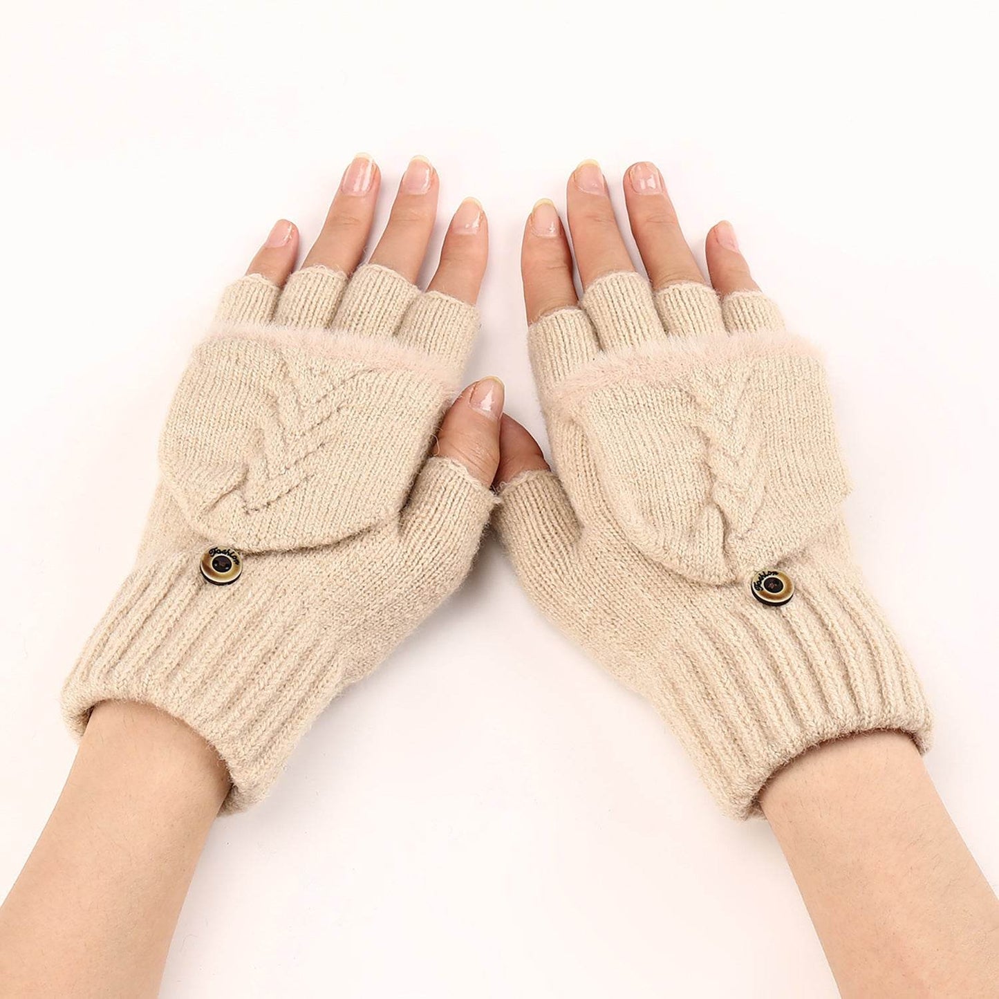 Women's Warm Wool Fingerless Gloves - Fashionable & Touchscreen Ready - Buy Center US
