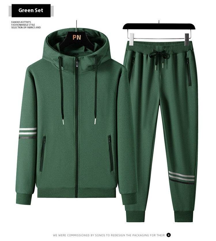 Buycenter Men's Casual Hooded Sweater Trousers Set - Pure Cotton, Sports Style - Buy Center US