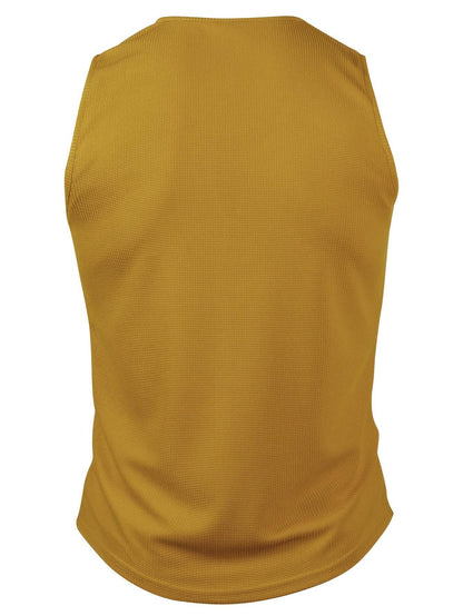 Men's V-Neck Waffle Knit Top - Stylish & Retro Casual Wear in Vibrant Yellow - Buy Center US