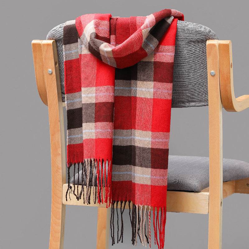 Buycenter British Plaid Cashmere Tassel Scarf for Couples & Kids - Buy Center US
