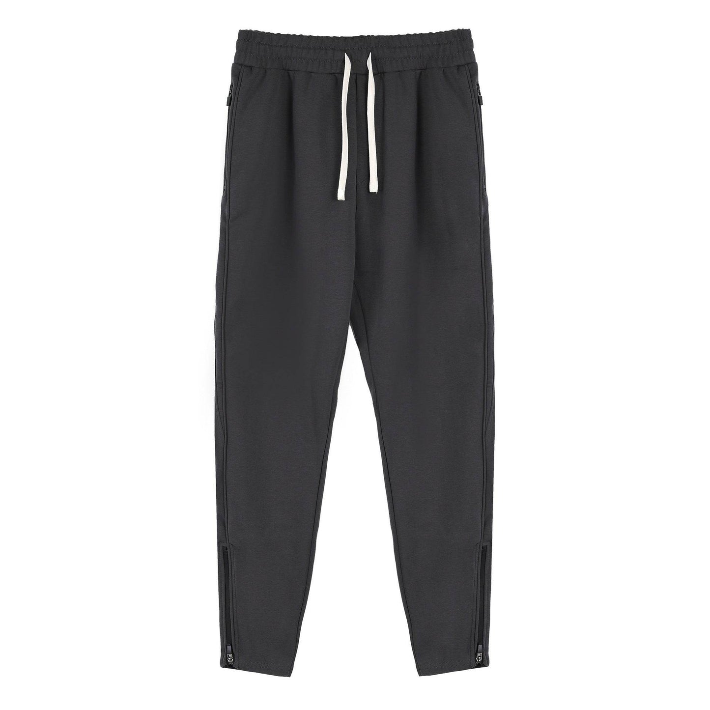 Slim Fit Ankle Banded Pants - Zipper Design & Drawstring Style - Buy Center US