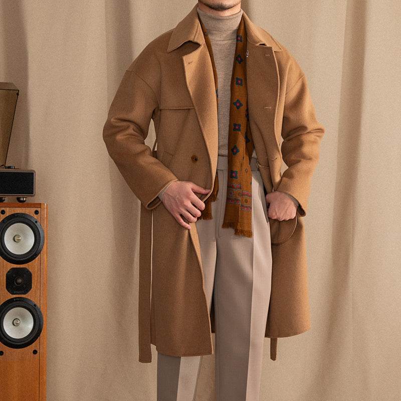 Buycenter Men's Wool Drop Shoulder Coat - Casual Mid-Length Design - Buy Center US