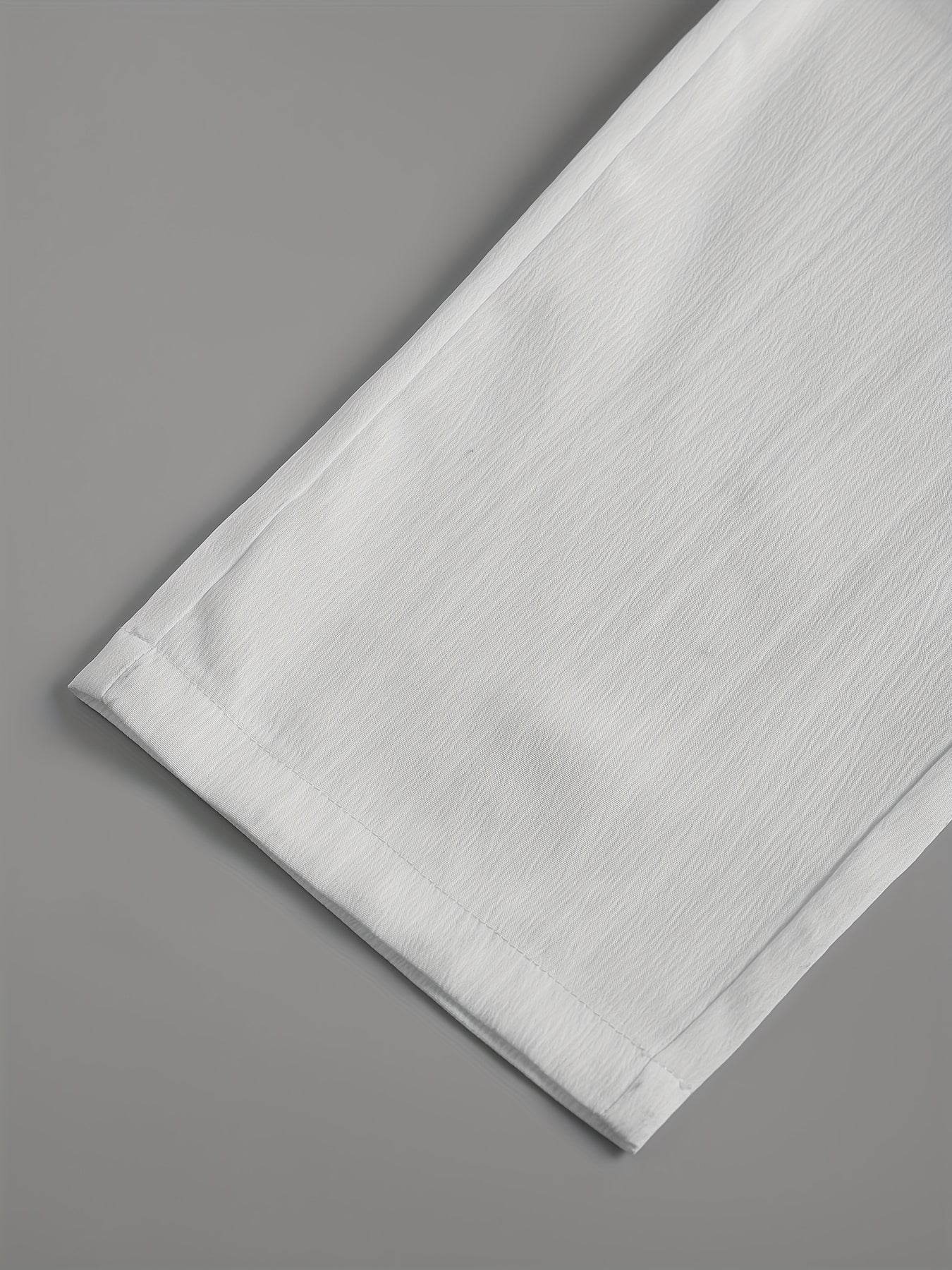 Lightweight Washed Textured Short Sleeve Shirt & Solid Pants Set - Buy Center US