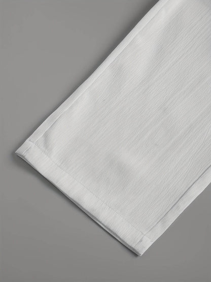 Lightweight Washed Textured Short Sleeve Shirt & Solid Pants Set - Buy Center US