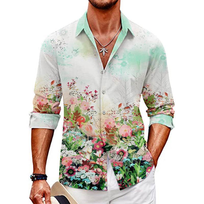 Summer Floral Printed Shirt for Men - Casual Cardigan Style, Sizes S-3XL - Buy Center US