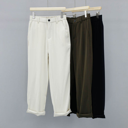 Buycenter Men's Casual Suit Pants - High-Grade Twill, Loose Fit Styles - Buy Center US