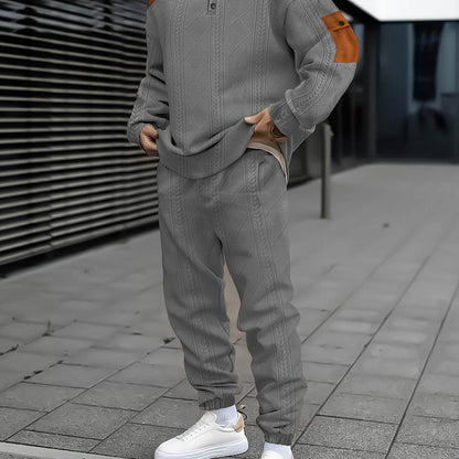 Casual Men's Jacket and Pants Set - Comfortable V-Neck, Perfect for Fall - Buy Center US