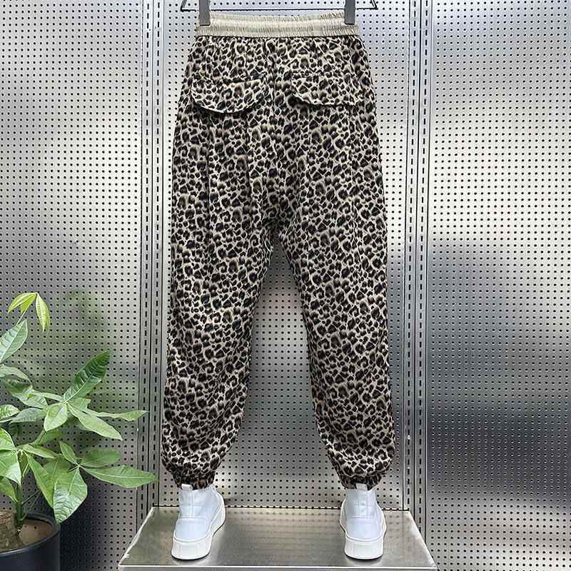 Men's Leopard Print Trousers - Loose Fit Casual Harem Pants - Buy Center US