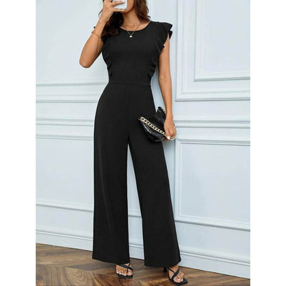 Women's High Waist Ruffles Jumpsuit - Trendy Street Style Wide Leg - Buy Center US