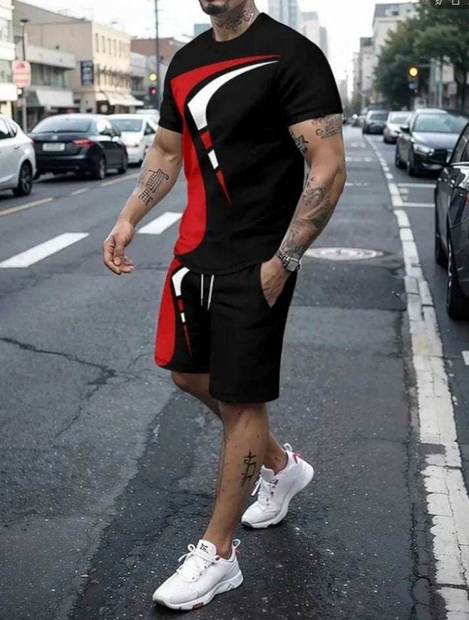 Men's Casual Printed T-Shirt & Shorts Set - Comfortable Sportswear - Buy Center US