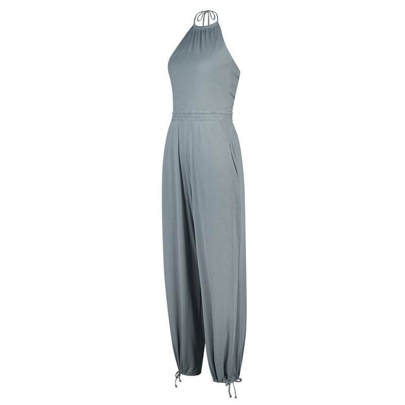 Women's Halter Fitness Jumpsuit - Breathable Viscose, Lightweight Design - Buy Center US