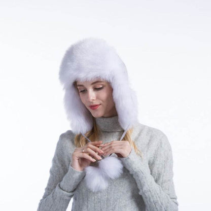 Korean Style Fox Fur Hat for Women - Warm Winter Beanie for All - Buy Center US