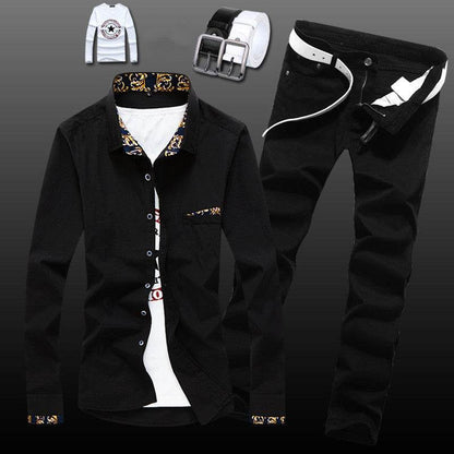 Buycenter Men's Slim Fit Shirt & Jeans Set - Youthful Style Options - Buy Center US