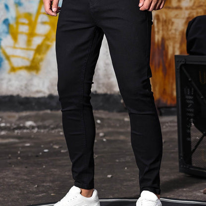 Men's Casual Skinny Jeans - Medium Stretch Denim Pants for All Seasons - Buy Center US