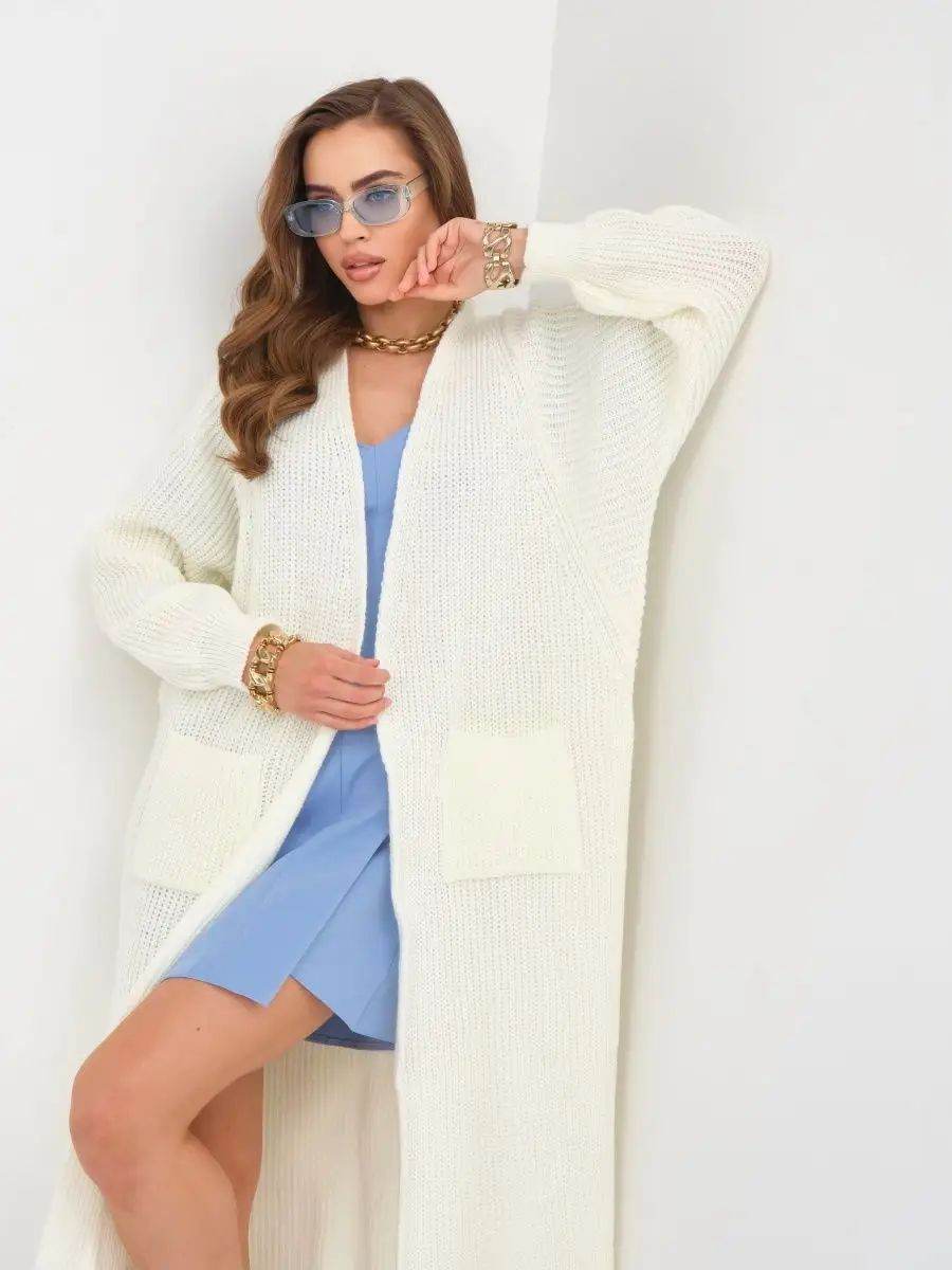 Women's Long Knitted Cardigan - Buckle-Free Loose Fit Coat, Solid Colors - Buy Center US