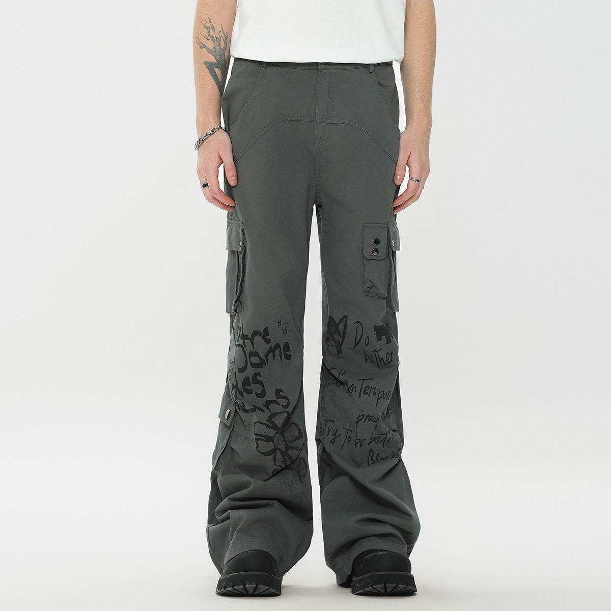 Buycenter Men's Straight White Overalls - American Fashion Casual Style - Buy Center US