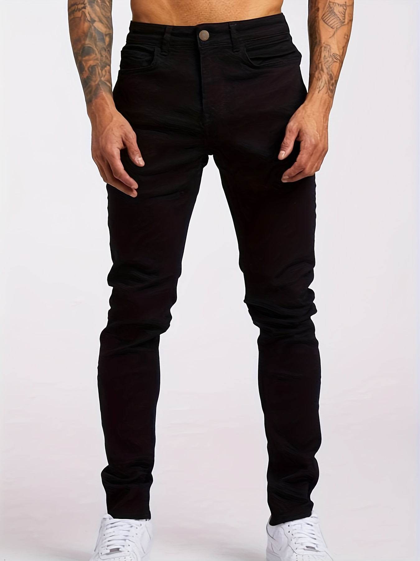 Men's Slim Fit Distressed Denim Jeans - Stretchy All-Season Casual Wear - Buy Center US