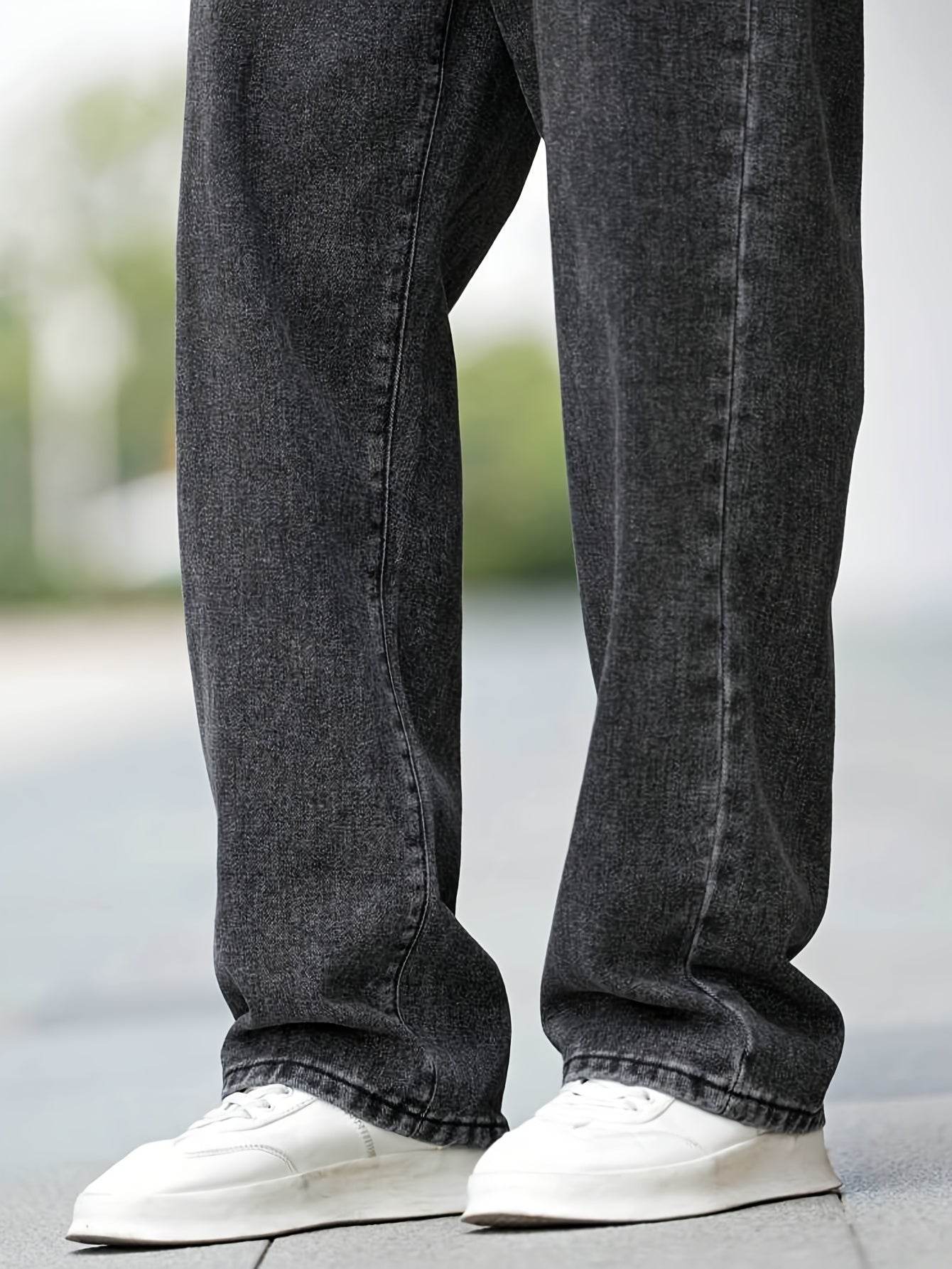 Classic Fit Cotton Blend Denim Jeans - Casual Street Style for Men - Buy Center US
