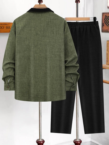 Casual Men's Fashion Suit Set - Lightweight Long Sleeve Trousers, Polyester - Buy Center US